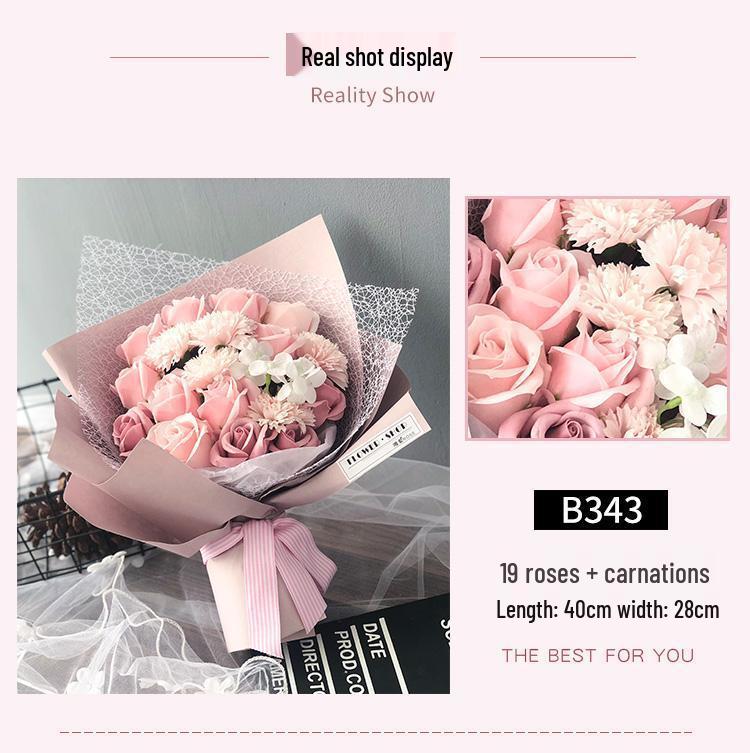Preserved Rose & Carnation Bouquet - Perfect Birthday or Valentine's Gift for Mother, Teacher, or Girlfriend