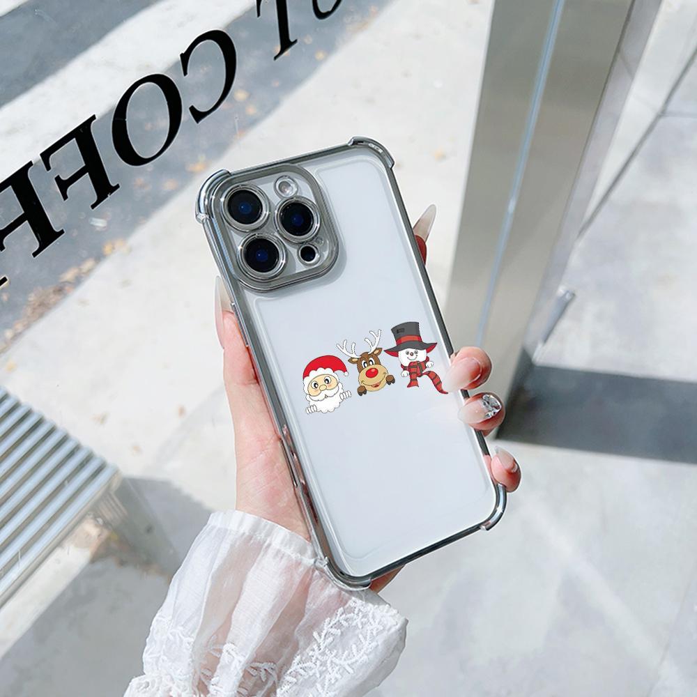 Чехлы для телефонов Ae120 Merry Christmas Santa design из гальванизированного ТПУ для Samsung A54 A12 A14 S23 S24 Ultra A55 A15 S20 S21 FE с четырьмя углами защиты