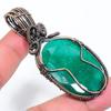 Emerald Natural Gemstone Handmade Copper Wire Wrap Pendant 2.76" u3G21