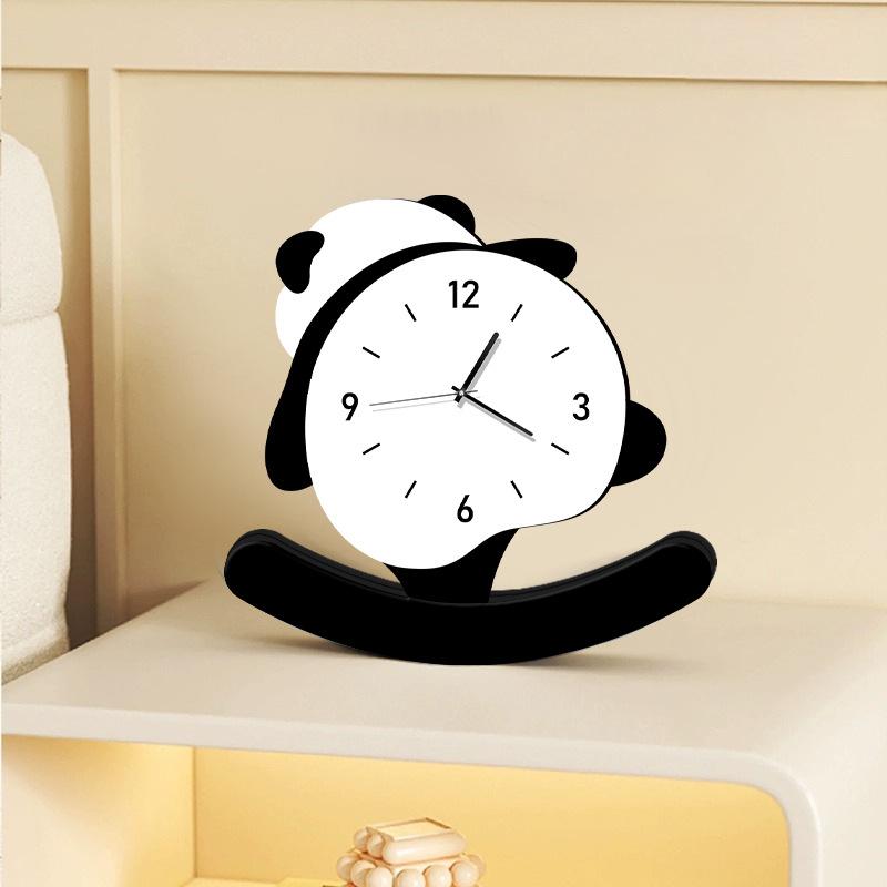 Panda Ornaments Light Luxury High End Home TV Cabinet Decoration Living Room Modern Office High End Sense Pendulum Clock Table Clock