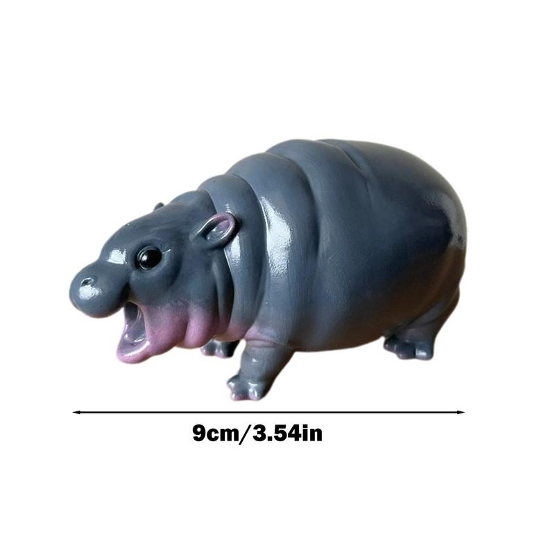 Hippo Figurines Resin Animal Small Statue Creative Funny Home Ornament Creative Desk Sculpture for Living Room Bookshelf Bedroom