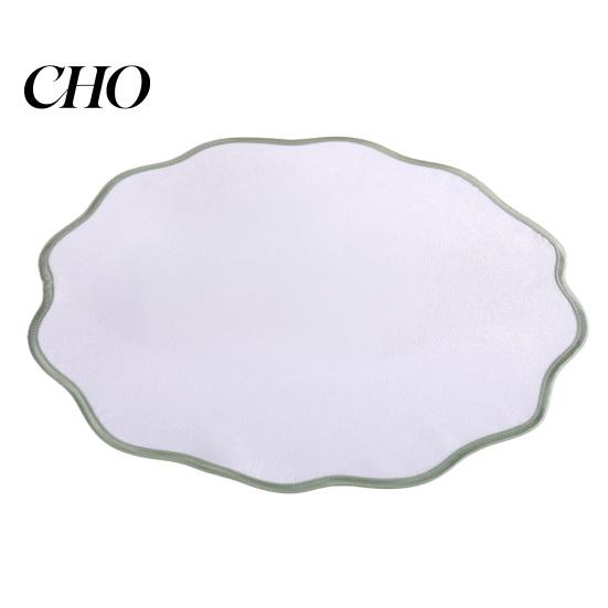 Dining Table Decoration Mat Scalloped Round Placemat Linen Machine Washable Heat Protection Insulation for