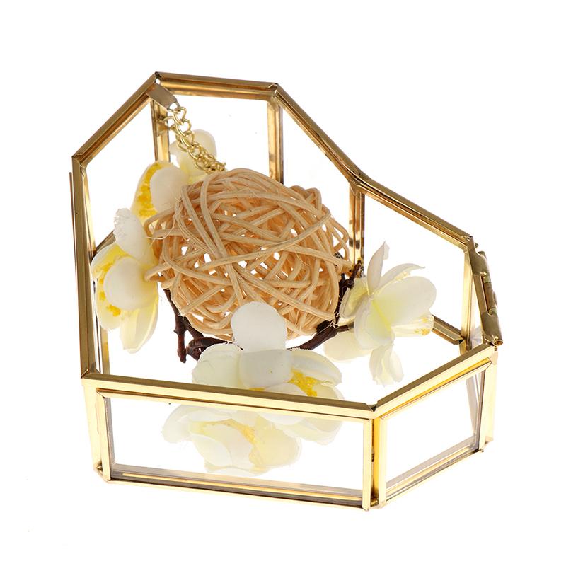 Геометрическая стеклянная шкатулка для драгоценностей в форме сердца, коробка для обручальных колец, держатель для колец