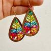 Fashion New Arrival Drop-Shaped Earrings Inlaid Acrylic Church Color Printing Texture Transparent Fashion Ornament