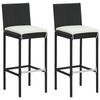 VidaXL Garden Bar Stools and Cushions 2pcs Black Woven Resin