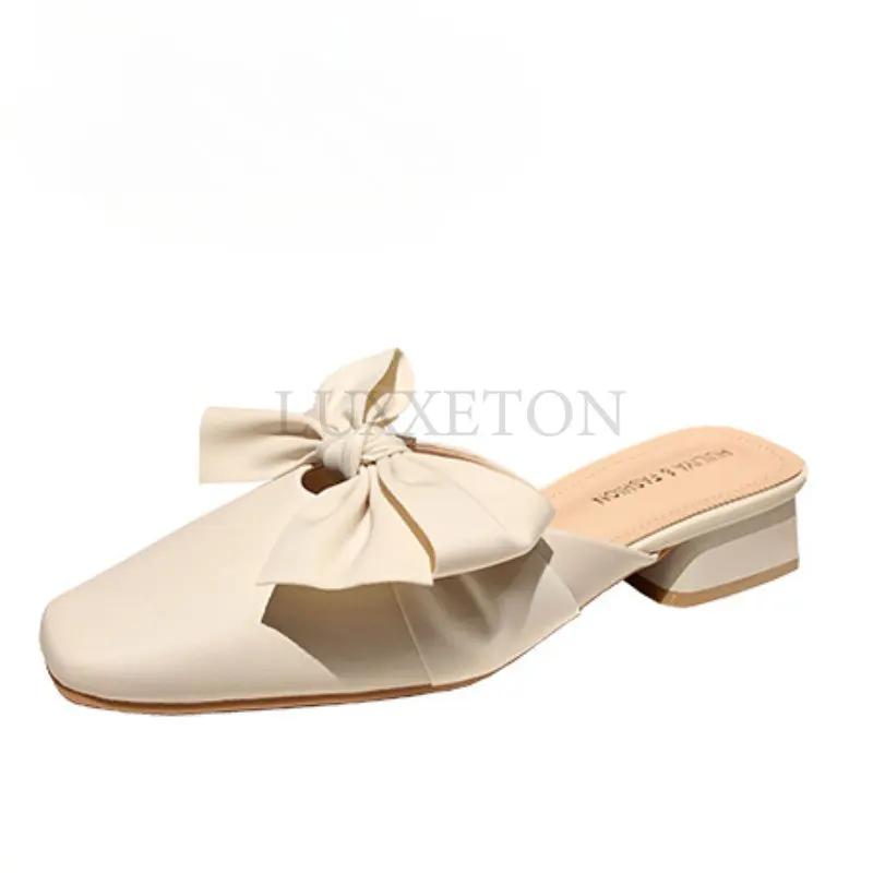 Туфли с острым носком Butterfly-Knot женские тапочки для отдыха на открытом воздухе Med Pantofle каблук мюли мокасины шлепанцы на плоской подошве с высоким покрытием PU резина