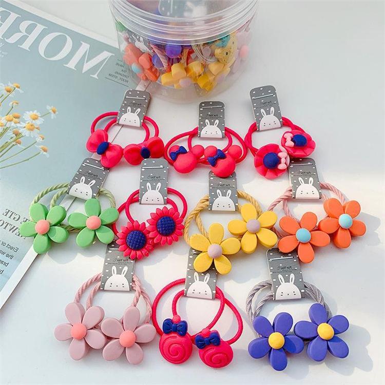 20Pcs Per Can Pineapple Fruit Cute Candy Colors Cartoon Elastic Hair Band for Kids