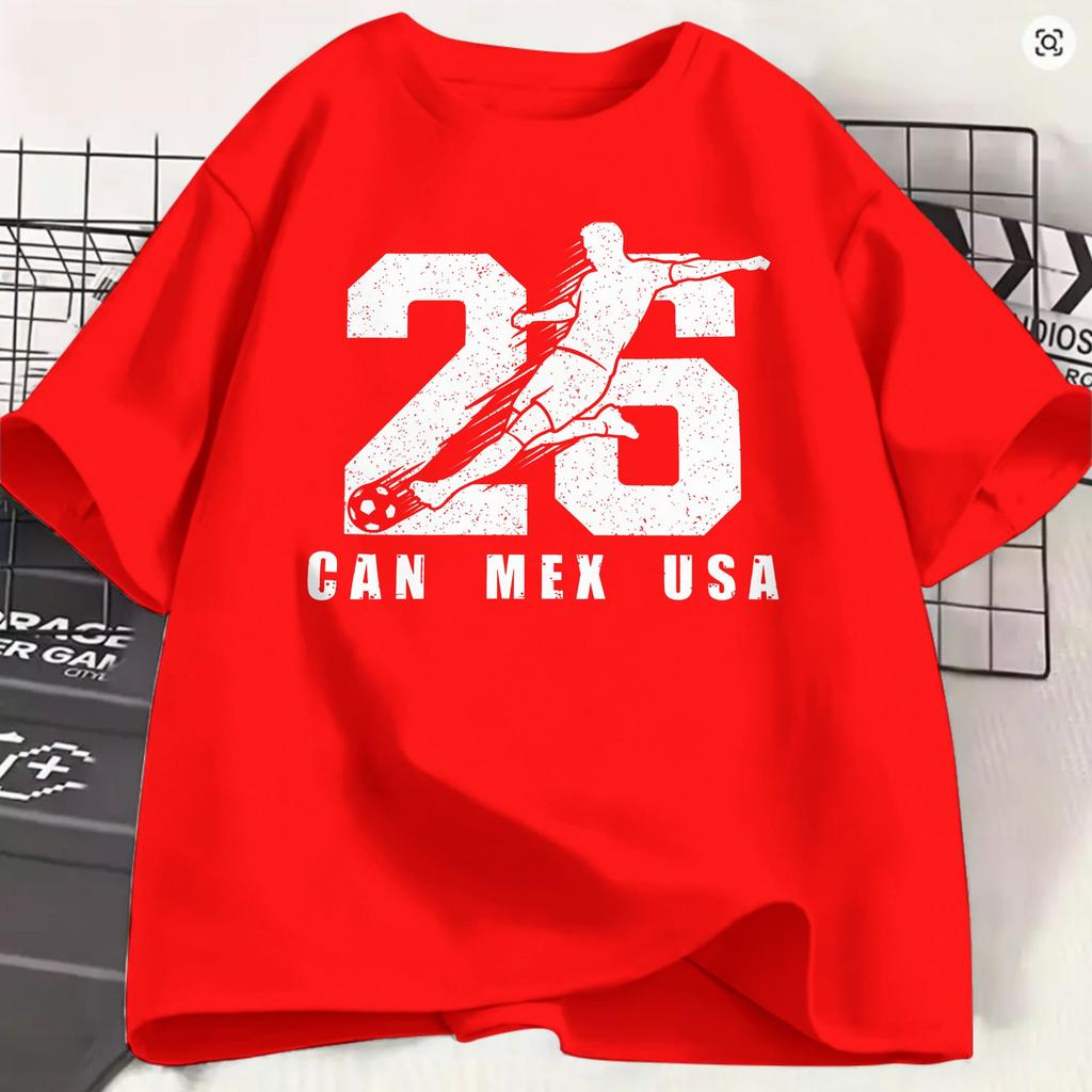 2026 Usa Canada Mexico Soccer Tshirts Unisex Novelty 100 Cotton Tee Shirt Crew Neck Short Sleeve T Shirts Gift Idea Clothing