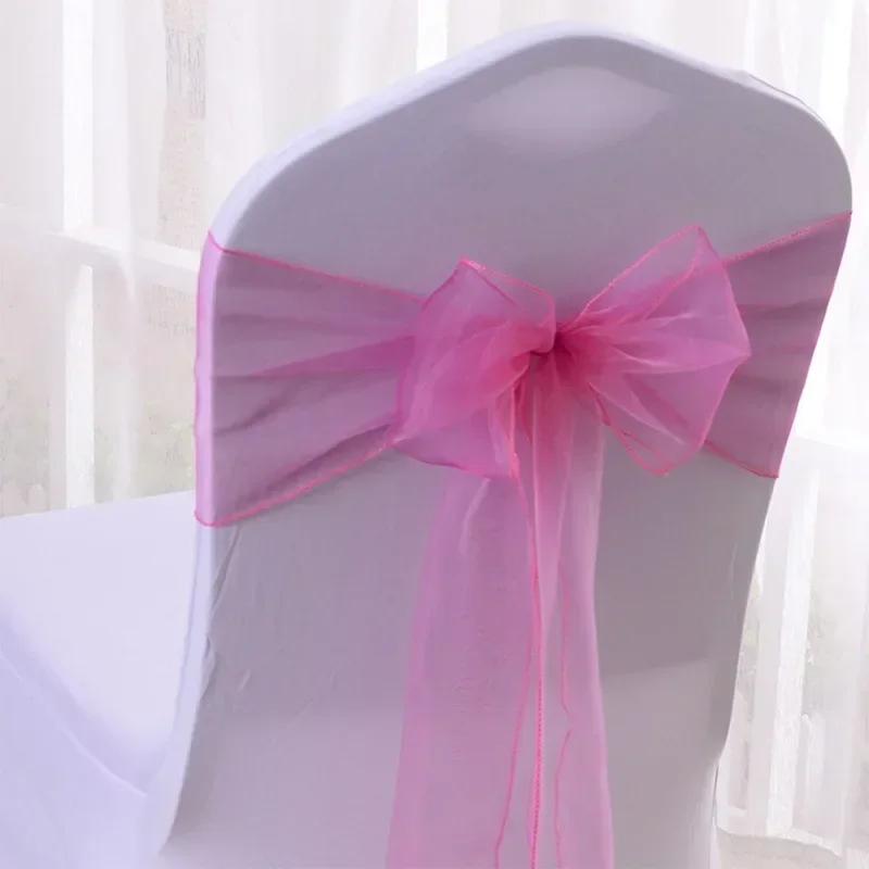 25Pcs Chairs Sashes for Wedding Chair Covers Chair Bow Sashes Chairs Ribbons for Party Ceremony Wedding Chair Decoration