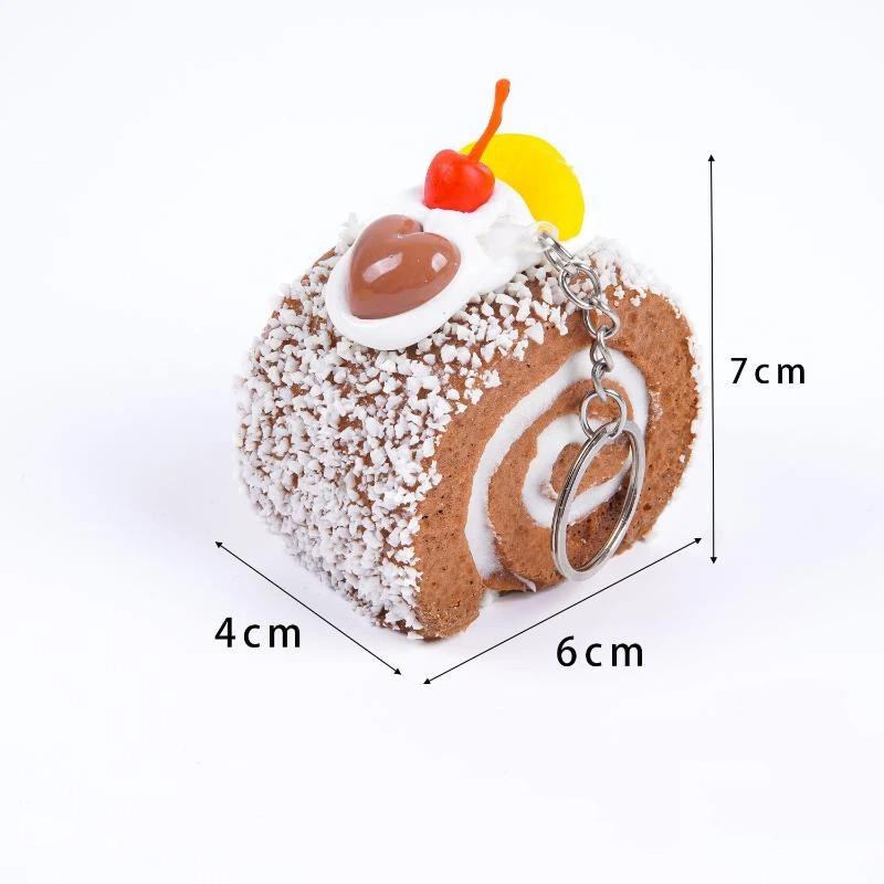 Realistic Triangle Cake Key Ring With Fruit Toppings Cute Food Shape Charm for School Bag Decor Student Birthday Gifts