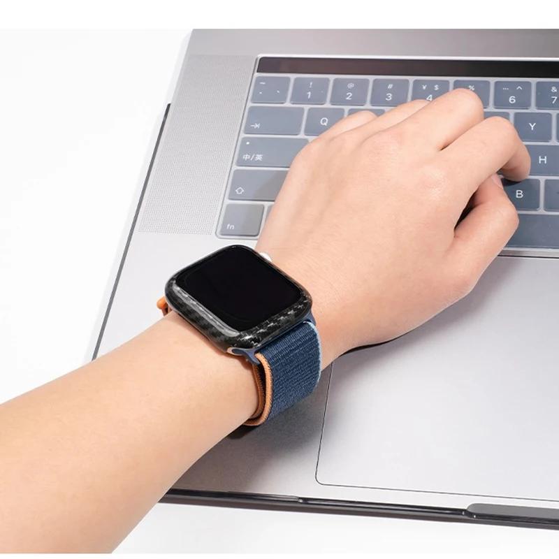 Защитный чехол из углеродного волокна для Apple Watch, аксессуары для корпуса 44 мм 45 мм 41 мм 40 мм, не стекло, iwatch Series 9 8 7 6 5 4 3 SE