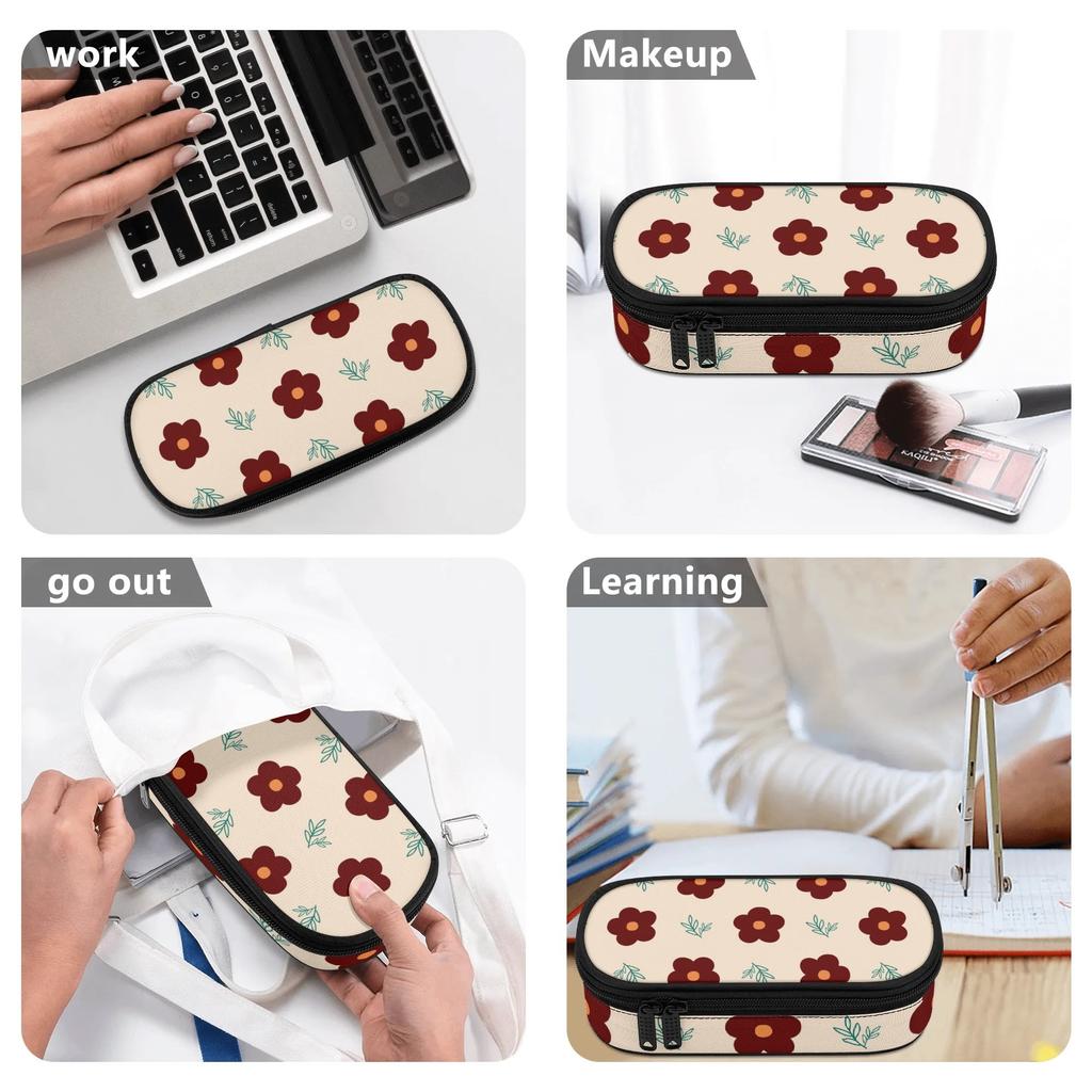Pencil Case Roomy Interior Zipper Closure 300D Polyester with Main Pocket Mesh Layer and Removable Pen Divider for Classroom Use