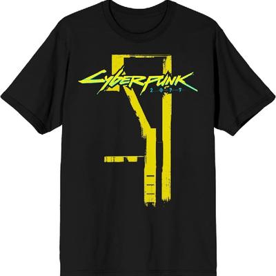 Bioworld Cyberpunk 2077 Здание Краска Логотип Мужская Черная Футболка