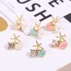 Design Sense Versatile Starfish Shell Dream Pink Stud Earrings Temperament Sea Creative Pearl Earrings