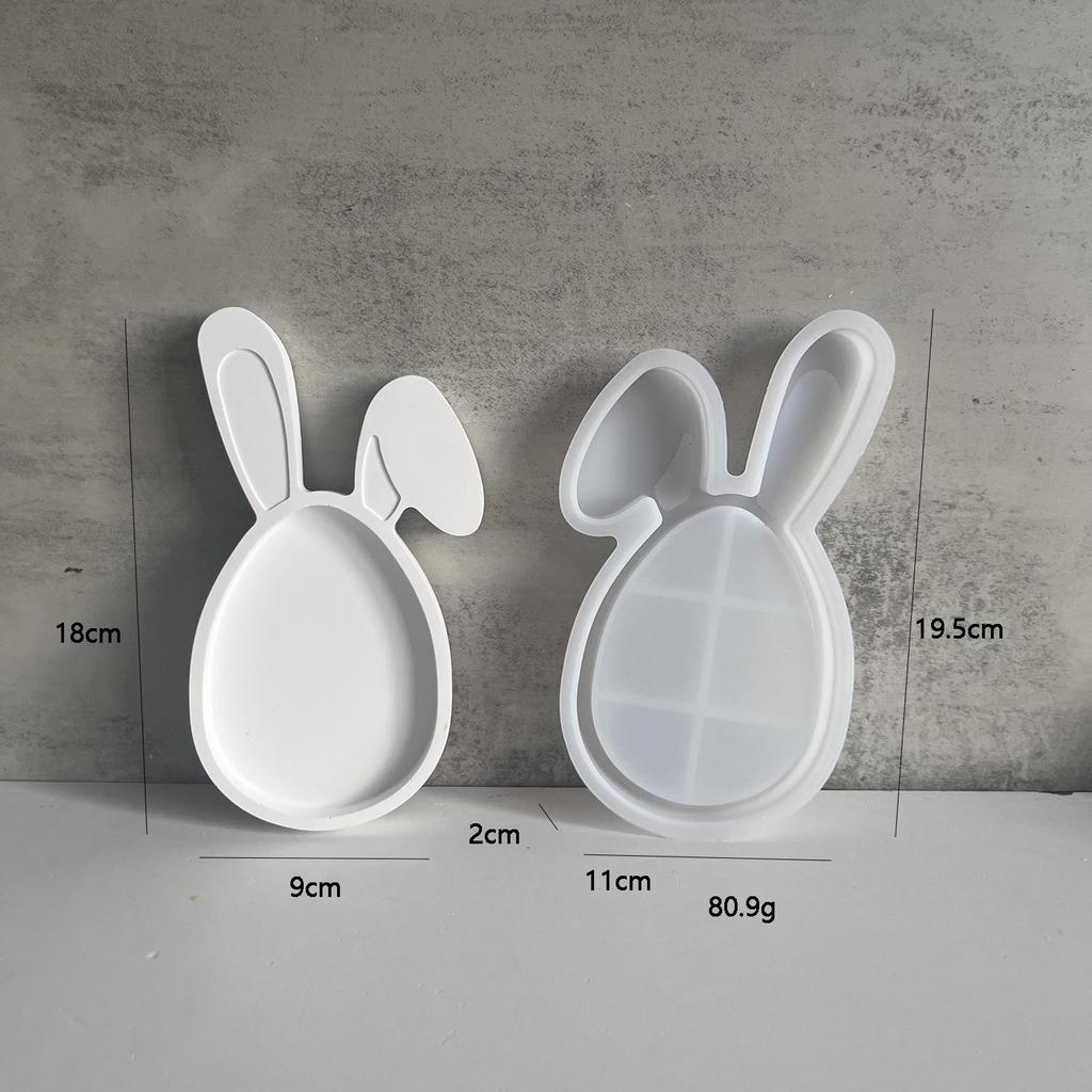 Силиконовая форма для подноса в виде кролика, сделай сам, форма для бетонного цементного блюда для хранения пасхального кролика, форма для тарелки для демонстрации ювелирных изделий, формы для литья из гипса и смолы
