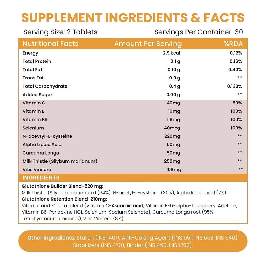 Vlado’s Himalayan Organics Глутатион Бустер 60 Таблеток Антиоксидантная Поддержка Для Сияющей Кожи Мужчины Женщины Упаковка 1 шт.