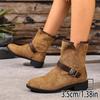 2025 Autumn/Winter Plus Size British Style Slip-On Chunky Heel Mid-Calf Boots for Women
