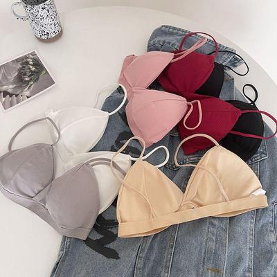 Бюстгальтер-топ с треугольными чашками в корейском французском стиле с красивым дизайном спины