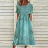 Women's Casual Dresses Printed Dresses Summer Dresses Printed Pleated Round Neck Midi Dresses Basic Classic Outdoor Daily Short Sleeve Loose Dresses