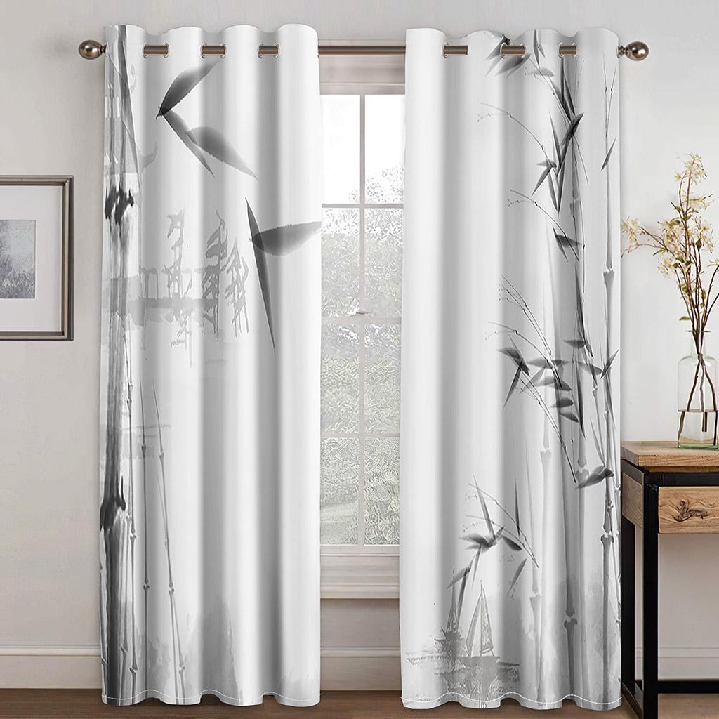 3D Digital Printing Polyester Fabric Bamboo Panda Curtains for Living Room 2 Panels Bedroom Window Curtains Free Shipping