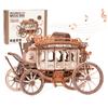Stagecoach Jigsaw Music Box Kits 3D Wooden Puzzles Mechanical Building Construction Craft for Teens Adults Gift