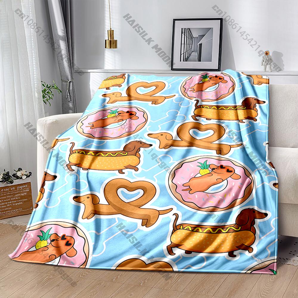 6 Styles Cute Dachshund Printed Blanket, Warm Christmas Birthday Gifts for Wife Kids Friends, Sofa Chairs Bed Office Available