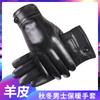New Spring and Autumn Men's Thermal Leather Gloves Outdoor Riding Driving Fleece Touch Screen Gloves Sheepskin Gloves Winter