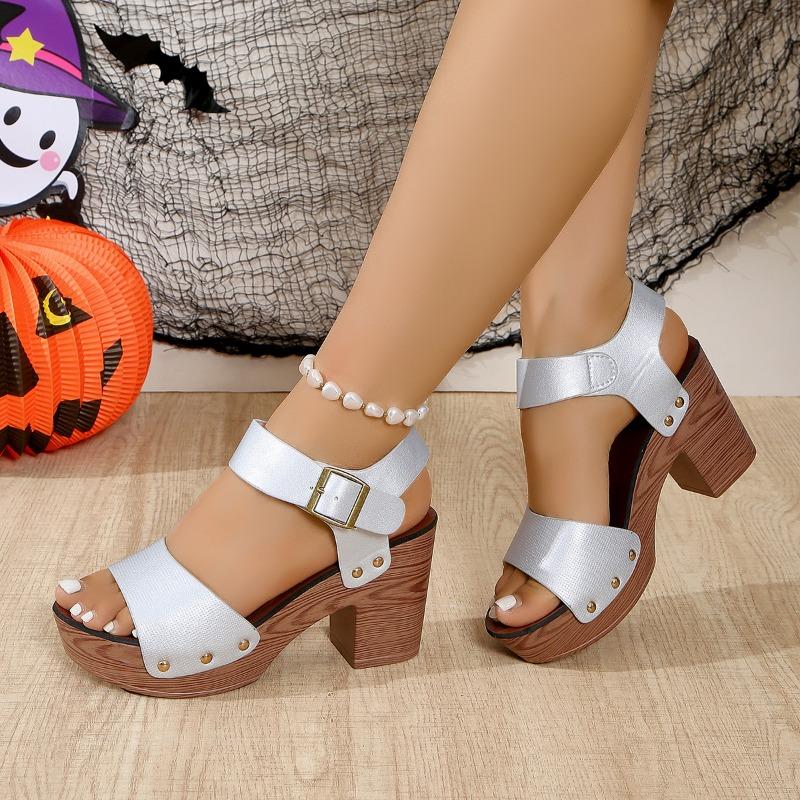 Летние женские босоножки на высоком квадратном каблуке и платформе из флока, повседневные туфли-лодочки с заклепками, с открытым носком, женские элегантные туфли Zapatos De