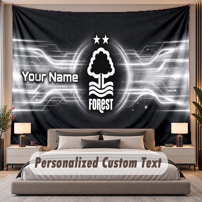 Custom Name Text Tapestry Nottingham Forest Personalized Polyester Wall Tapestry For Bedroom And Room