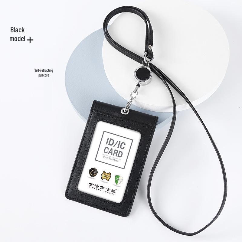 Настоящая кожаная ID-визитница с RFID-блокировкой и шнурком