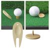 Golf Divot Tool Green Bamboo Fork Golf Alignment Ball Marker Golfing Divot Fixer Tool Wood Golf Accessories for Men