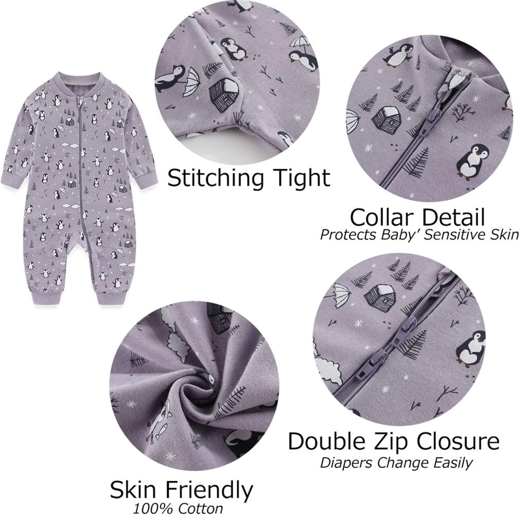 Комбинезоны для длинных младенцев на молнии спереди, месяцы для детского душа [MAMIMAKA] новорожденные, рукава, одежда, пижамы, осень/зима, с застежкой, подарок, 0-3