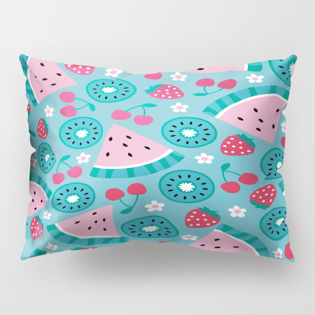 Ins Fruit Single Sided Polyester Pillow Case Watermelon Banana Pineapple Strawberry Pattern Waist Cushion Cover Bedside Pillow Case