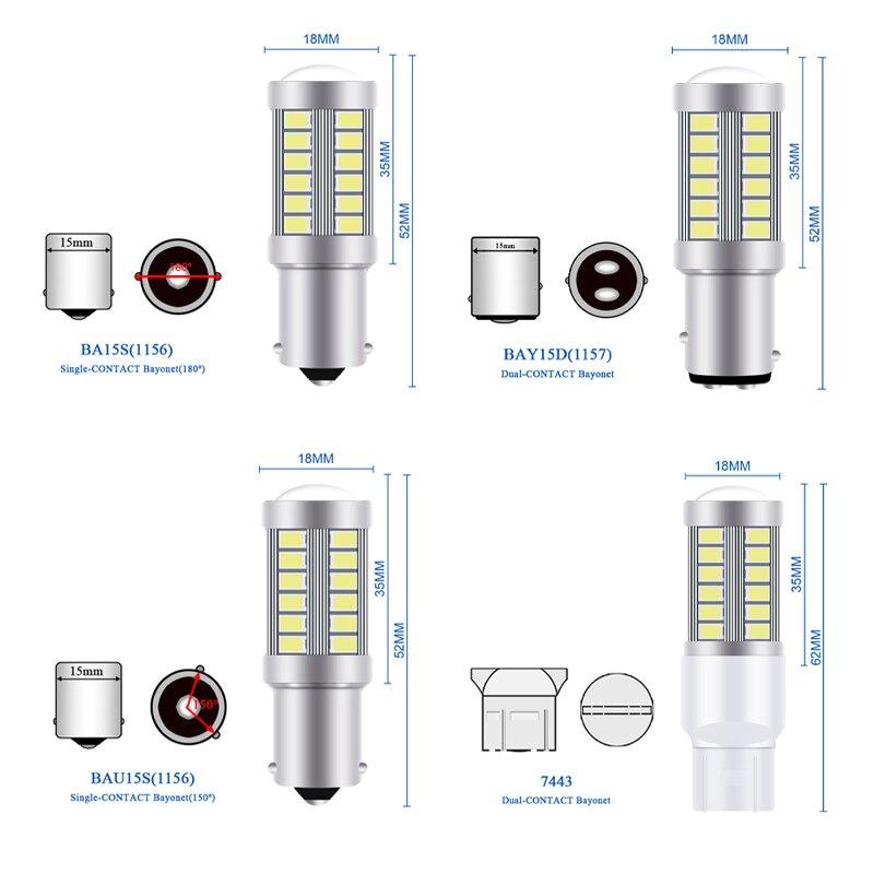 2 шт. PY21W P21 5 Вт 1156 Ba15s 1157 Bay15d 33 SMD светодиодные автомобильные лампы-вспышки стоп-сигнала фары заднего хода стояночные огни