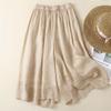Summer Cotton-Linen Skirt Pants for Plus Size Women 7/10 Length Wide-Leg Slimming Trousers for Pear Shapes