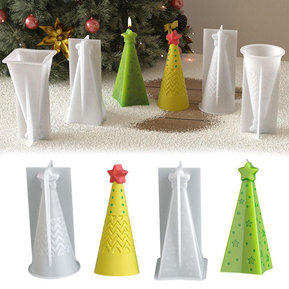 Новая силиконовая форма для рождественской свечи-конуса, кристальная, для DIY-крафта, форма для мыла, форма для украшения, набор для изготовления свечей ручной работы из эпоксидной смолы, рождественский декор