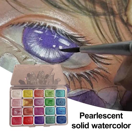 20 цветов, набор сверкающих акварельных красок с высокой прозрачностью и тонким распределением пигмента, набор для акварельной живописи