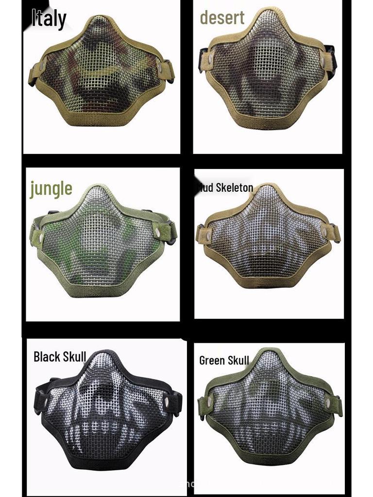 Тактическая маска V1 Skull на поллица из стальной сетки для защиты на открытом воздухе и стрельбы