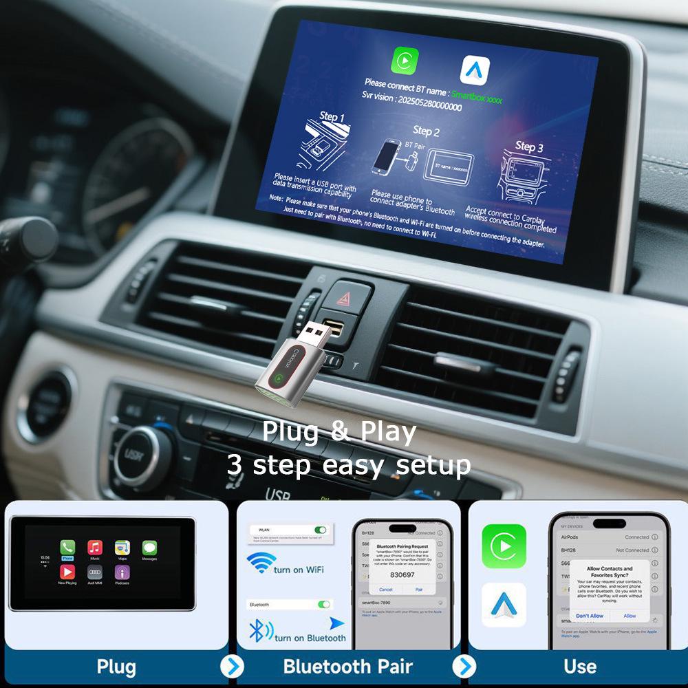 Беспроводной USB Smart Box CarPlay для iPhone и Android Auto