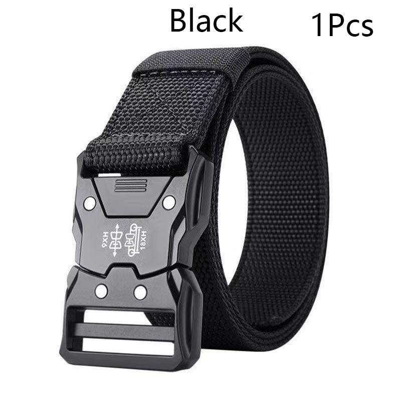 Automatic Buckle Tactical Belts Men's Woven Nylon Military Belt Durable Black Outdoor Army Hunting Golf Waist Belt