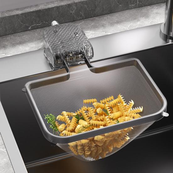 Sink Filter Rack Suction Cup Strainer with Nets Folding Kitchen Sink Strainer Mesh