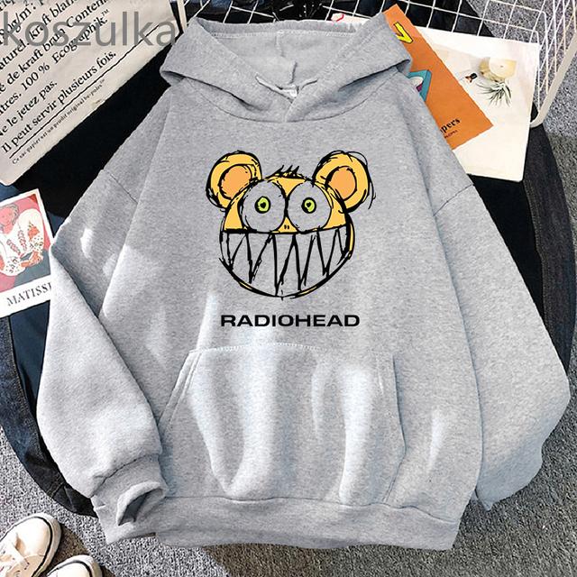 Мужская толстовка с капюшоном Radiohead с принтом рок-группы и рэпера Harajuku Regular Oversize Hip Hop Sweatshirt Мужская одежда