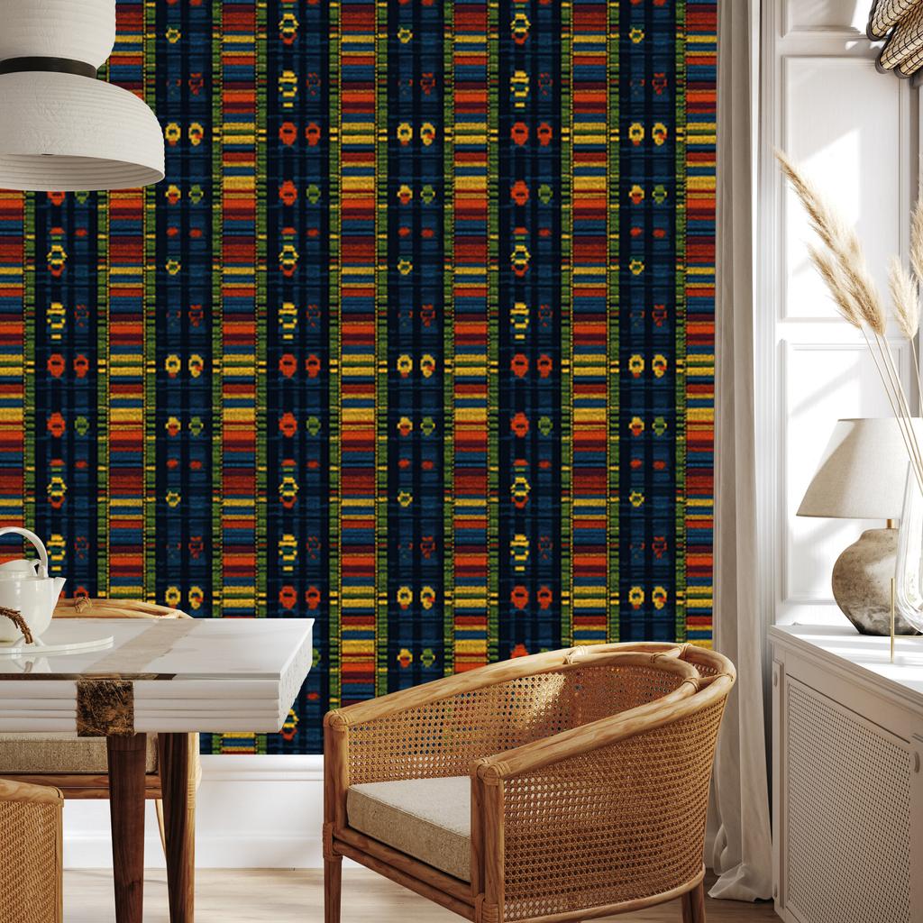Colorful knitted wallpaper navy blue and black for the living room and bedroom 50x1000