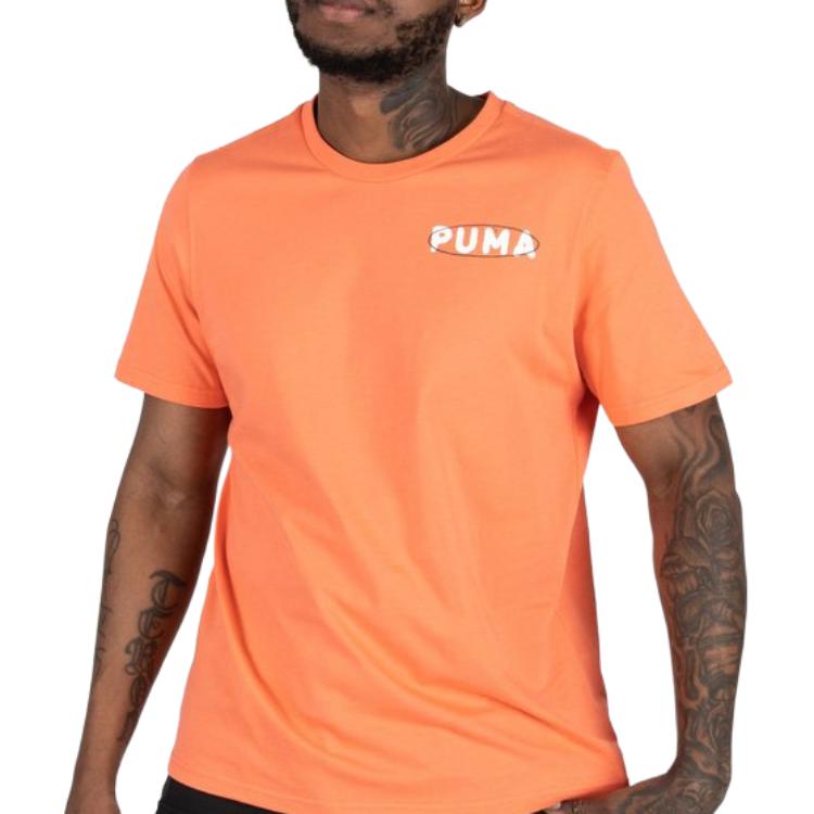 PUMA T Shirts Unisex Orange Red Crew Neck Moderate Straight Fit 530511-02