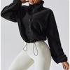 Women Loose Cropped Jacket Loose Zipper Sweatshirt Y2k Long Sleeve Coat Cardigan Sportswear Streetwear Drawstring Tops Clothing