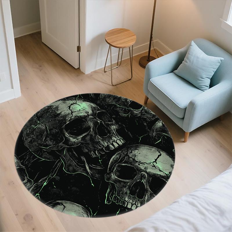 Pile of Skulls,Round Area Rug,Carpet Rug for Living Room Bedroom Sofa Playroom Decor,Non-slip Floor Mat