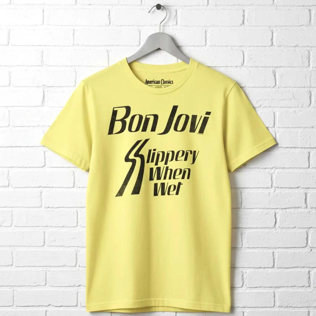 Bon Jovi Slippery When Wet Мировой Тур 1986 Мужская Реглан-Рубашка Рок-Концерт Мерч