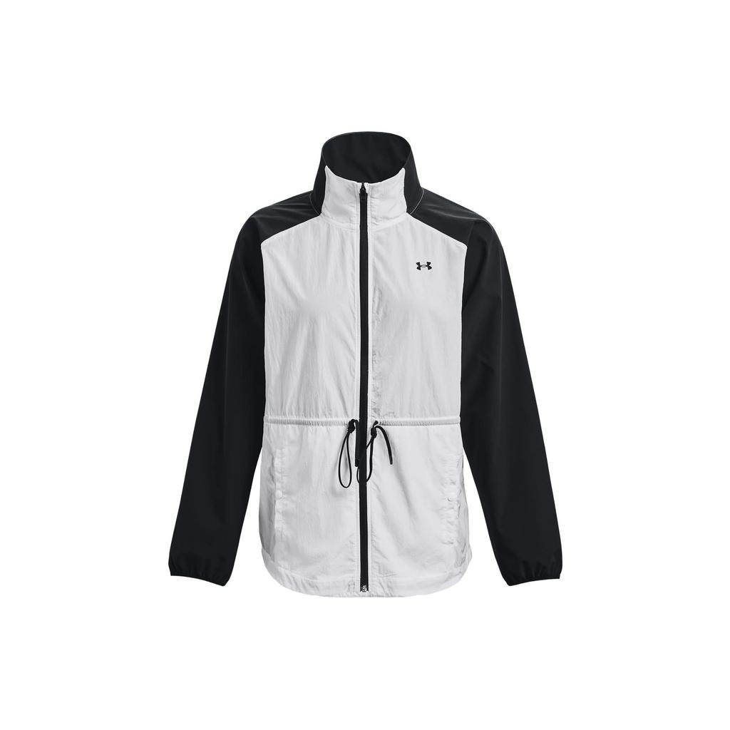 Under Armour Color Block Semi-Transparent Zip Collar Jacket Women Jackets Black 1378622-001