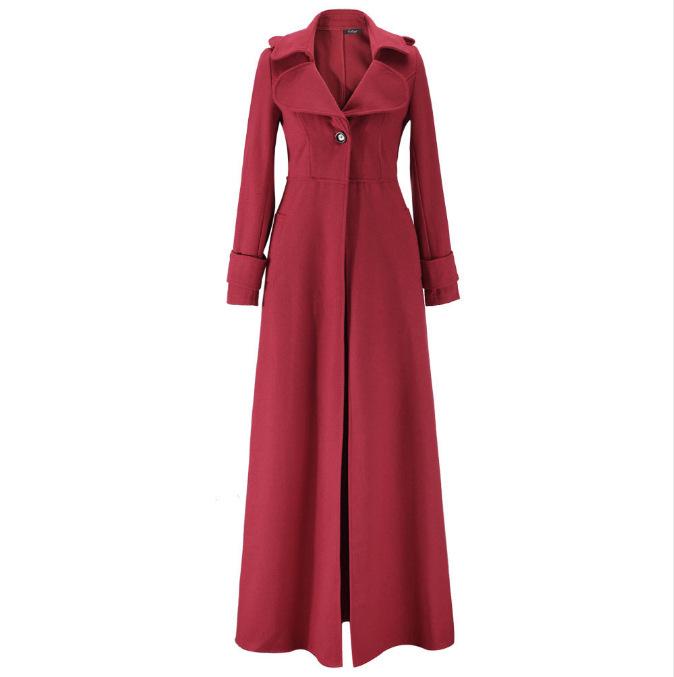 Winter Women Slim Elegant Classic Cashmere Single Button Long Coat