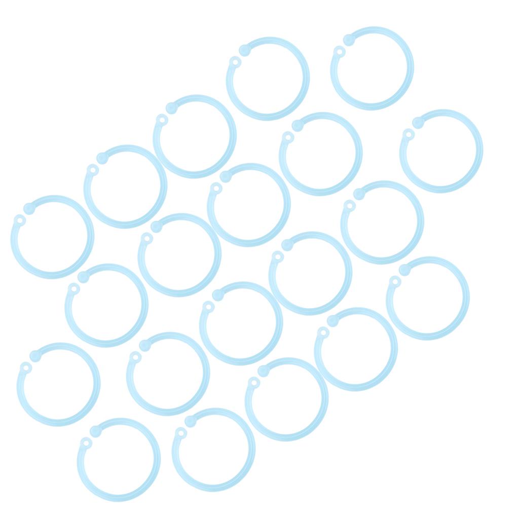 20pcs Plastic Rings Transparent Flexible Loose Leaf Book Binder Rings for School Home Office Cards Document NotebookBlue